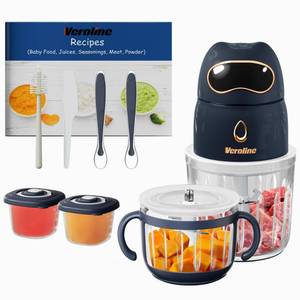 lot 15903 image: Veroline Baby Food Maker, 10-in-1 Baby Food Processor Set with 2 Glass Bowls (600ml300ml), Baby Food Blender for Baby Puree, Fruit, Meat, Vegatable, Baby Food Storage Containers, Baby Essentials - Retail $39