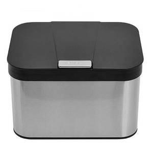 lot 15904 image: DOES NOT STAY CLOSED Dullrout Compost Bin for Countertop, Compost Bucket Indoor Sealed, Food Waste Caddy, 1.13 Gallon Kitchen Compost Container with Lid, Compact and Easy Clean, Black Matte - Retail $32