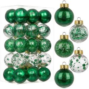 lot 15924 image: Briful 50mm1.97 Shatterproof Clear Plastic Christmas Ball Ornaments Decorative Transparent Xmas Balls Baubles Set with Stuffed Delicate Decor Hanging Christmas Tree Ornaments(24 Counts, Green) - Retail $22