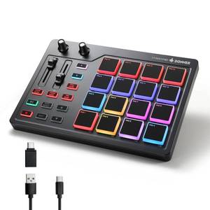 lot 15926 image: Donner MIDI Pad Beat Maker Machine Professional, Drum Machine with 16 Beat Pads, 2 Assignable Fader & Knobs and Music Production Software, USB MIDI Controller with 40 Courses, STARRYPAD - Retail $70