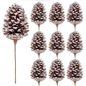 lot 15946 image: 10 Pieces Large Christmas Pine Cones Decorations Picks - Frosted Snow Pine Cones for Christmas Tree, Garland Wreath Ornaments Home Decorating Pinecones Winter Holidays - Retail $20