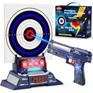 lot 15961 image: VATOS Smart Electronic Shooting Target Set, 2.4GHz Rechargeable Toy Gun with Auto-Scoring and Real-Time Voice Feedback, 4 Game Modes, Indoor and Outdoor Target Shooting Toy for Kids Age 10, Teens - Retail $70