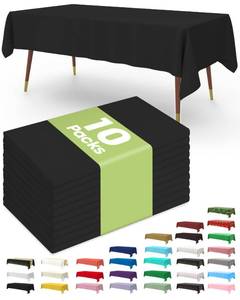 lot 15962 image: Pureegg Plastic Table Cloth Disposable 10 Pack, 54 x 108 Inch Table Cloths, Halloween Party Decorations, Summerween Decor, Halloween Tablecloths, Rectangle, Plastic Cover, Leakproof & Sturdy, Black - Retail $15