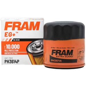 lot 15964 image: FRAM EG PH3614P 10K Mile Change Automotive Replacement Interval Spin-On Engine Oil Filter for Select Vehicle Model Years, Vehicle Engine Protection Oil Filter for Everyday Drivers - Retail $9