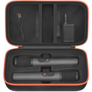 lot 15966 image: Boobowl Bluetooth Microphone Wireless Case Compatible with JBL PartyBox Wireless Mic - 2X Digital Microphones, Portable Mic Box for Rechargeable Battery, Receivers, Adapter (Bag Only)-Black - Retail $22