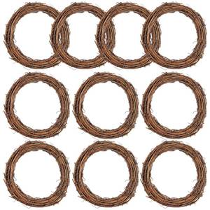 lot 15976 image: Grapevine Wreath Set, Marrywindix 10 Pieces Natural Vine Branch Wreath Christmas DIY Rattan Wreath Garland for Christmas Holiday Craft Wedding Decor (6 in.) - Retail $17