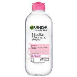 lot 15985 image: Garnier Micellar Water, Hydrating Facial Cleanser & Makeup Remover, Suitable for Sensitive Skin, Vegan, Cruelty Free, 13.5 Fl Oz (400mL), 1 Count - Retail $8