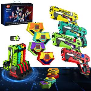 VATOS Rechargeable Laser Tag Guns Set - Lazer Tag 4 Players with Receivers, 2.4 GHz Data SYNC Display Laser Game, Infrared Laser Tag Blaster, Indoor Outdoor Toy Gift for Kids Ages 6-14+ Boys Girls -