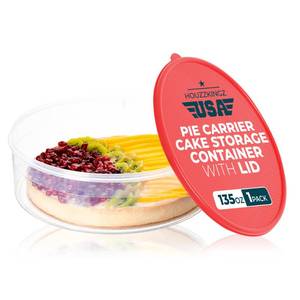 lot 16011 image: Pie Carrier Cake Storage Clear Container with Red Lid  10.5 Large Round Plastic Cupcake Cheesecake Muffin Flan Cookie Tortilla Holder Storage Containers Airtight  Pie Keeper Transport Container - Retail $16