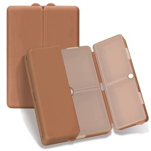 lot 16022 image: FYY Daily Pill Organizer,7 Compartments Portable Pill Case Travel Pill Organizer,Folding Design Pill Box for Purse Pocket to Hold Vitamins,Cod Liver Oil,Supplements and Medication-Brown - Retail $10