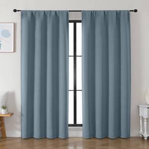 lot 16031 image: Simplebrand Ava Stone Blue Blackout Curtains for Bedroom 84 Inch Length 2 Panels Set, Solid Thermal Insulated Privacy Living Room Window Treatment Curtains Blackout Drapes, W50 x L84 Inch, Stone Blue - Retail $27