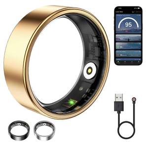 lot 16043 image: WNRTSA Smart Ring for Women & Men, Fitness Tracker with Heart Rate, Blood Oxygen, Sleep Monitoring, Long-Lasting Battery, IP68 Waterproof (Rose Gold, 7#)