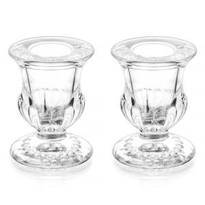 lot 16044 image: ONLY ONE PIECE Romadedi Glass Taper Candle Holders - Clear Small Candlestick Holder Bulk, Thicker Glass Candle Sticks Set for Wedding Christmas Party Dining Table Table Centerpiece Decor, 1Pcs - Retail $8