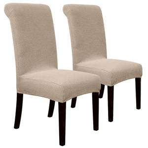 lot 16048 image: SPRINGRICO 2 Pack Dining Room Chair Covers with seat Belt, Stretch Parsons Chair Slipcover Washable Kitchen Dining Chair Cover Removable Seat Protector Set of 2, S1- Khaki - Retail $22