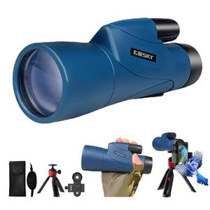 lot 16049 image: Gosky Monoculars Telescope, 12x55 HD Monocular for Adult with BAK4 Prism & FMC Lens, Lightweight Monocular with Smartphone Adapter Suitable for Bird Watching Hunting (Blue) - Retail $85