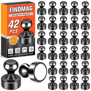 lot 16053 image: FINDMAG Magnets Refrigerator, Powerful Neodymium Refrigerator Magnet, Bulk Strong White Board Magnets Set Adults, Decorative Locker Magnet for Map, Locker, Workshop, Kitchen, Office, 48 Pack (Black) - Retail $41