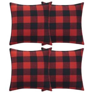 lot 16055 image: Volcanics Christmas Pillow Covers 18x18 Set of 4, Red and Black Classic Buffalo Check Plaid Decorative Throw Pillow Covers, Farmhouse Square Pillow Case Cushion Pillowcase for Holiday Home Decor Sofa - Retail $13