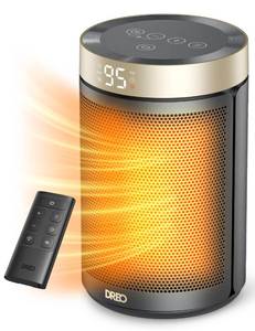 lot 16059 image: DREO Space Heater, Portable Electric Heaters for Indoor Use with Thermostat and Remote, 2024 Upgraded, Digital Display, 12H Timer, 5 Mode, 1500W PTC Ceramic Fast Safety Heat for Office Bedroom Home - Retail $40