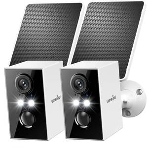 wansview Security Cameras Wireless Outdoor-2K WiFi 6 Solar Camera Outdoor Wireless for Home Security with AI Motion Detection, Color Night Vision, 2-Way Audio, 2.4GHz WiFi Only, Alexa, A1 2P White - Retail: $70