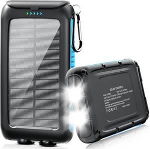 lot 16081 image: Kepswin Solar-Charger-Power-Bank-49800mAh Portable Solar Phone Charger with LED Flashlight15W Fast Charge USB C Waterproof External Backup Battery Pack for All Cell Phones & Electronic Devices - Retail $27