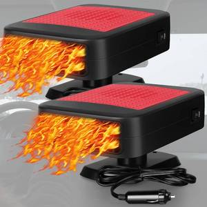 lot 16106 image: Gisafai 2 Pcs Portable Car Heater 12v 150w for Vehicle That Plugs into Cigarette Lighter 2 in 1 Heating Cooling Auto Windscreen Fan 360° Rotation Windshield Defogger Car Window Defroster(Red) - Retail $24