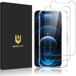 lot 16116 image: UNBREAKcable 2-Pack Screen Protector for iPhone 12  iPhone 12 Pro, Double Shatterproof Tempered Glass Easy Installation 9H Hardness 99.99% HD Clear Case Friendly for iPhone 6.1 inch - Retail $17
