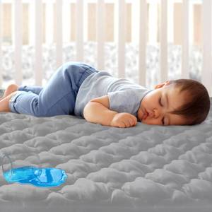 lot 16123 image: Crib Mattress Protector Sheets Fitted Waterproof Crib Mattress Pad Cover, Noiseless & Machine Wash 100% Absorbent CribToddler Mattress Protector Sheet Quilted, Gray, 52 x 28 - Retail $14