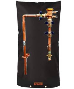 lot 16132 image: Aprllolg Backflow Preventer Insulation Cover, Pipe Insulation Covers Winter Freeze Protection,Irrigation Sprinkler Valve  Water Well Pump Insulated Pouch for Outside (Black, 14 W x 26 H) - Retail $25