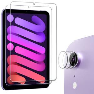 lot 16135 image: ProCase 2 Pack Screen Protector for iPad Mini 7(A17 Pro) 2024  Mini 6 8.3 inch 2021 with 3 Camera Lens Protector, 9H Hardness HD Clear Tempered Glass Film Guard for iPad Mini 7th 6th Generation - Retail $10