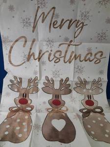 lot 16137 image: AVOIN colorlife Merry Christmas House Flag 28x40 Inch Double Sided Outside, Red-Nosed Reindeer Rudolph Winter Holiday Yard Outdoor Flag - Retail $22