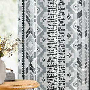 lot 16141 image: XiDi Grey Blackout Curtains for Living Room 63 Inch Length 2 Panels Modern Farmhouse Geometric Stripe Patterned Printed 100% Black Out Curtain for Bedroom Rustic Country Grommet Window Drapes 52Wx63L - Retail $14