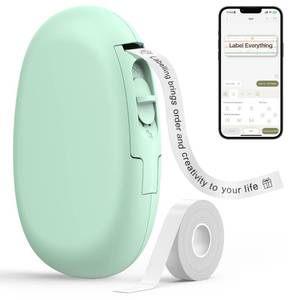 lot 16154 image: SUPVAN E10 Bluetooth Label Maker Machine with Tape, Continuous Waterproof Label, Versatile App with 35 Fonts and 1k Icons, Label Printer for Home, Kitchen, School, Office Organization, Green - Retail $29