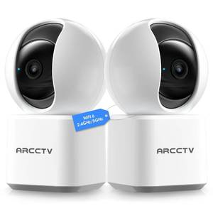 lot 16157 image: ARCCTV Indoor Security Camera, Camera for Home Security, 5G&2.4GHz Pet Camera with WiFi 6, Motion Tracking, 2-Way Audio, Night Vision, Cloud & SD Card Storage, Compatible with Alexa - Retail $46
