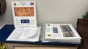 lot 13 image: State Quarter Collection Album with Georgia First State Documents and more. See images - Retail $4,125