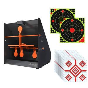 AIMAX OUTDOOR Resetting Shooting Targets Trap with 12pcs Paper Targets, Bullet Trap Box Rated for .22 .177 Caliber Rimfire, Auto Reset Metal Target for Pellet Rifle Airgun - Retail: $64