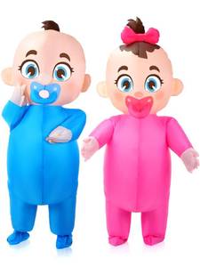 Ramede 2 Pcs Giant Inflatable Baby Costume 96 Inch Gender Reveal Ideas Boy and Girl Blow Costume Outfit for Adult Baby Shower Gender Reveal Party Halloween Christmas Cosplay Supplies - Retail: $100