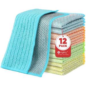 lot 35439 image: Multipurpose Wire Dishwashing Rag 12 Pcs, Upgraded Double-Layer Non-Scratch Wire Dish Cleaning Cloths, Kitchen Reusable Steel Scrubber, Powerful Dishcloth Rag for Cookware, Multicolor, 7x8 - Retail $7