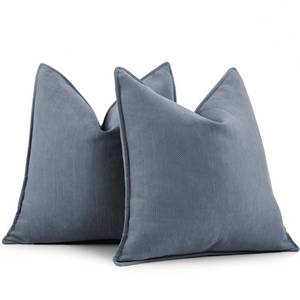 lot 35441 image: Dusty Blue Pillow Covers 22x22 Set of 2 Chenille Throw Pillow Covers with Elegant Design Soft and Luxurious Decorative Throw Pillows for Couch, Bed, and Home Decor, Dusty Blue - Retail $22