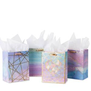 lot 35442 image: Medium Size Gift Bags-Colorful Marble Pattern Gift Bag with Tissue Paper for Shopping, Parties, Wedding, Baby Shower, Craft-4 Pack-7 X 4 X 9 - Retail $8