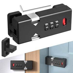 lot 35461 image: Keyless Cabinet Lock, Cabinet Password Locks with Luminous,3-Digit Combination Door Lock for Drawers, Barn Door, Bathroom, Outdoor, Closet, Fence, Protect Privacy(1PCS,Black) - Retail $14