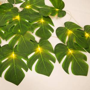 lot 35463 image: 20 LED Monstera Palm Leaf String Lights, 10.3 Ft Battery Operated Tropical Palm Vine Lights for Hawaiian Party, Beach, Jungle, Indoor Outdoor Decorations - Retail $10