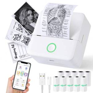 lot 35464 image: Print Pods Mini Printer, Sticker Printer with 10 Rolls Thermal Printing Paper, Inkless Pocket Printpod for Phone, Impresora Port�til for Notes, DIY, Compatible with iOS & Android (White) - Retail $36