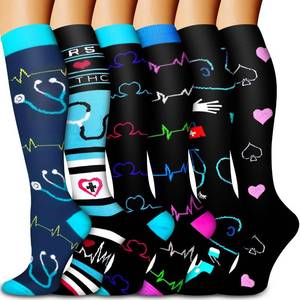 lot 35484 image: Compression Socks for Women & Men Circulation (6 Pairs) 15-20 mmHg is Best Support for Athletic Running Cycling (XXL) - Retail $17