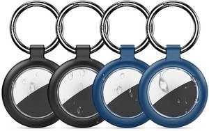 lot 35488 image: Waterproof Holder for AirTag, Carbon Fibre Texture Design Case Holder for Air Tag, Full Scratch-Resistant with Keyring AirTags for Pet Collar, Luggage Tag, Black - Retail $9