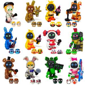 lot 35489 image: Set 7 pcs Inspired by Game Five Night at Freddys Toys  Mini Figures Collection with Masks  FNAF Action Figure Rockstar Bonnie, Montgomery Gator, Chica, Human Security, Radioactive Foxy etc. - Retail $30