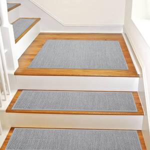 lot 35502 image: Non Slip Stair Landing Rug for Wooden Steps Indoor, Stair Landing Mat Square 20 x 32 Landing Rugs for Wood Stairs, Carpet Stair Treads Matching Mats for Pet, Light Grey