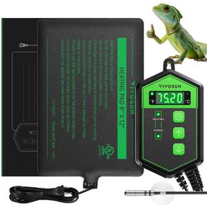 lot 35511 image: Reptile Heating Pad 8x12 Inch with Thermostat Combo Under Tank Terrarium Heating Mat for Turtles, Lizards, Frogs, and Other Reptiles - Retail $32