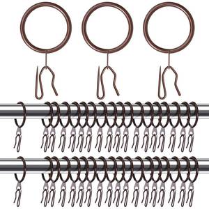 lot 35513 image: 100 Set 1.26 Inch Metal Curtain Rings with Eyelets Curtain Hooks for Drapes and Metal Drapery Pin Drapery Hooks for Window Door Shower Bathroom Rings (Brown) - Retail $30