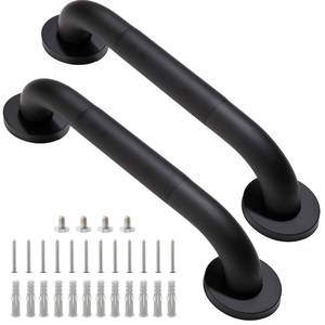 lot 35517 image: Shower Grab Bar, 2 Pack 12 Inch Black Bathroom Grab Bar, 1.25 Diameter 304 Stainless Steel Anti-Slip Grab Bars for Bathtubs and Showers, Handicap Shower Grab Bar for Seniors Elderly - Retail $20