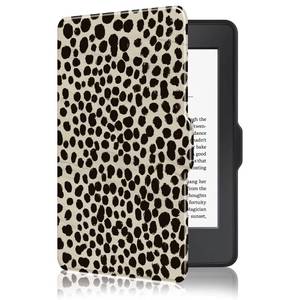lot 35524 image: Case for 6 Kindle Paperwhite 5th6th7th Generation 2012-2017 Released(Model No. EY21 & DP75SDI), Premium Lightweight PU Leather Cover with Auto WakeSleep, Khaki Leopard Print - Retail $16